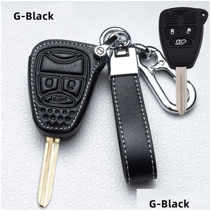 Other Interior Accessories New Leather Car Key Case Er For Jeep Wrangler Compass Patriot Liberty Chrysler 300 Pt Dodge Jcuv Caliber Ni Dhf8T