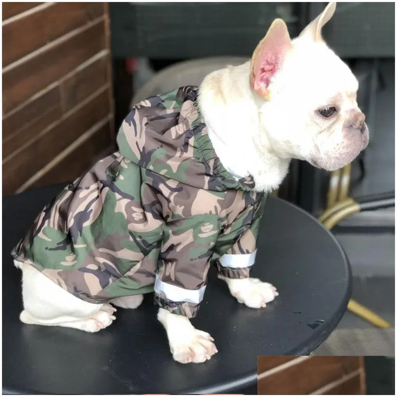 Dog Apparel Pet Dog Raincoat Clothes For Big Dogs Camouflage Waterproof Raining Rain Coat Outdoor Costumes French Drop Delivery Home G Dhe9M