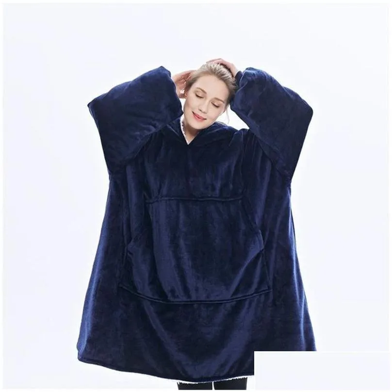 Blanket 5C Custom Winter Warm Thick Tv Hooded Sweater With Pocket Fleece Nt Hoodies Sweatshirts Women Clothes Drop Delivery Home Garde Dhryn