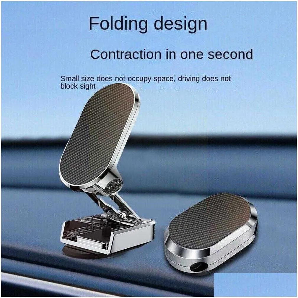 Other Auto Parts New 360 Rotate Metal Magnetic Car Phone Holder Foldable Dashboard Mobile Stand For 14 G0B7 Drop Delivery Automobiles Dhlgn