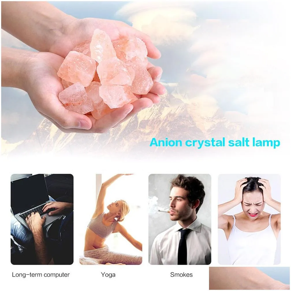 Night Lights Brelong Himalayan Natural Anion Crystal Salt Lamp Colorf Usb Night Light 1 Pcs Drop Delivery Lights Lighting Indoor Light Dhc7B