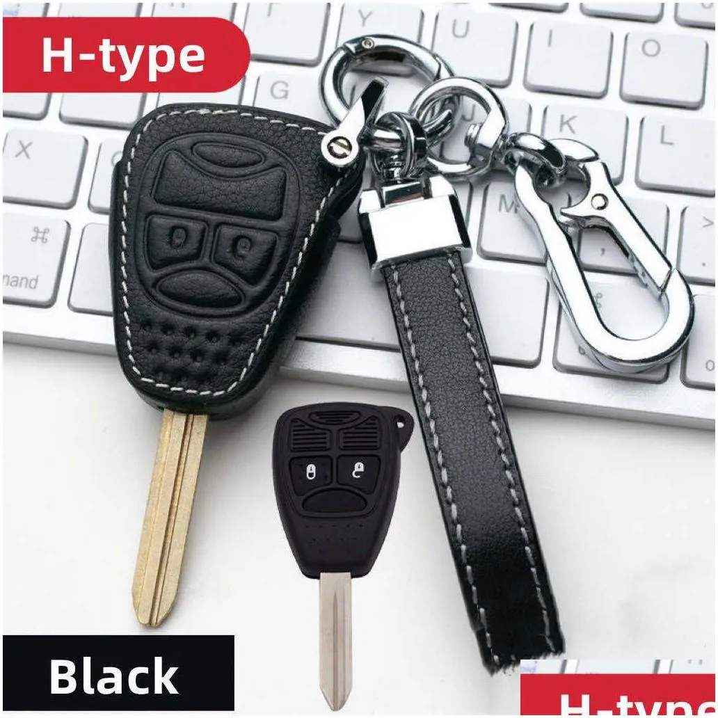 Other Interior Accessories New Leather Car Key Case Er For Jeep Wrangler Compass Patriot Liberty Chrysler 300 Pt Dodge Jcuv Caliber Ni Dhgjl