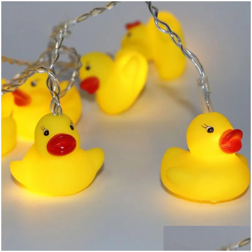 Led Strings Brelong New Sile Animal Small Yellow Duck Led String Christmas Party Decoration Lantern Drop Delivery Lights Lighting Holi Dhetd