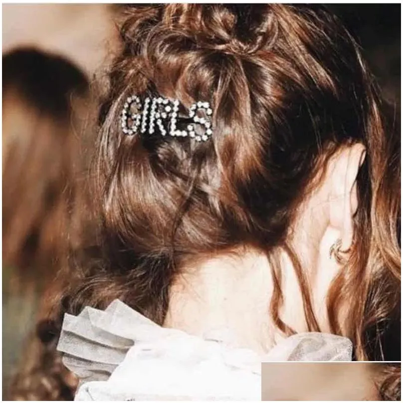 Headband Newest Hairpin English Letter Barrette Rhinestone Alloy Personality Word Women Girls Hair Clips Hairclip Accessories 40 Style Dh2Dc