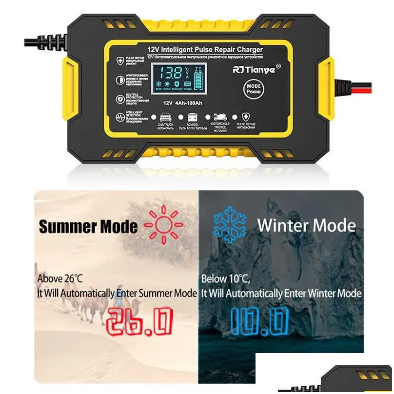 Car Other Auto Electronics New 6A 12V Battery  Smart With Lcd Touch Sn Display Pse Repair Chargers Wet Dry Lead Acid Drop Deliv Dhxqi