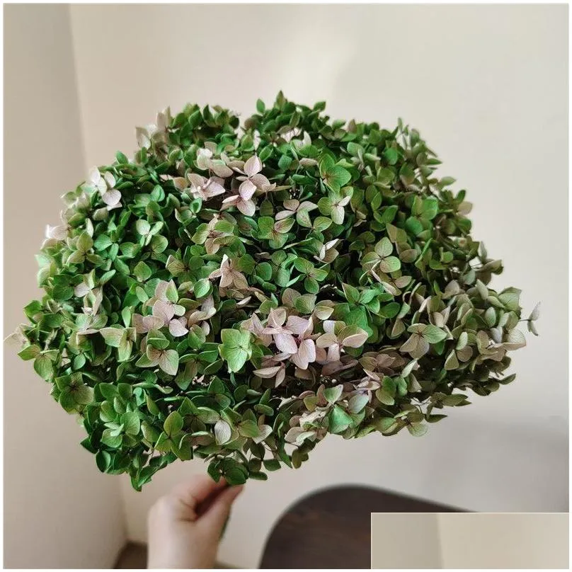 Decorative Flowers & Wreaths 1Bunch/40X20Cm/30Colors Anna Hydrangea Whole Branch Preserved Dried Flower Bouquet Pograph New Home Deskt Dh6Md