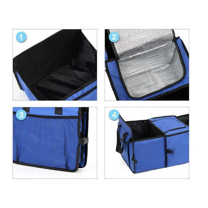 Other Interior Accessories New Foldable Car Trunk Organizer Food Beverage Storage Bag Stowing Tidying Mti-Function Suv Container Keep Dhkwa