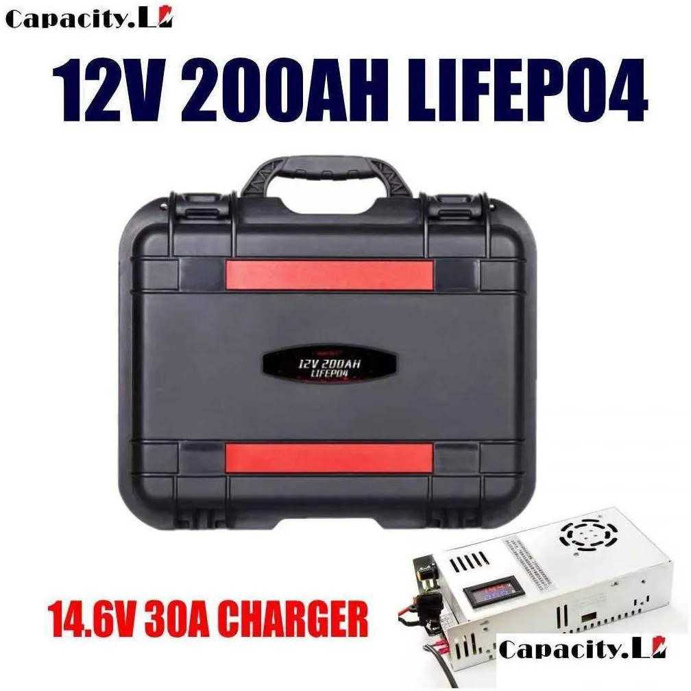 Batteries 12V Lifepo4 Battery Pack 200Ah Rv Outdoor Rechargeable Golf Cart Inverter Forklift Motor Solar Energy Storage Backup Drop De Dhbmq