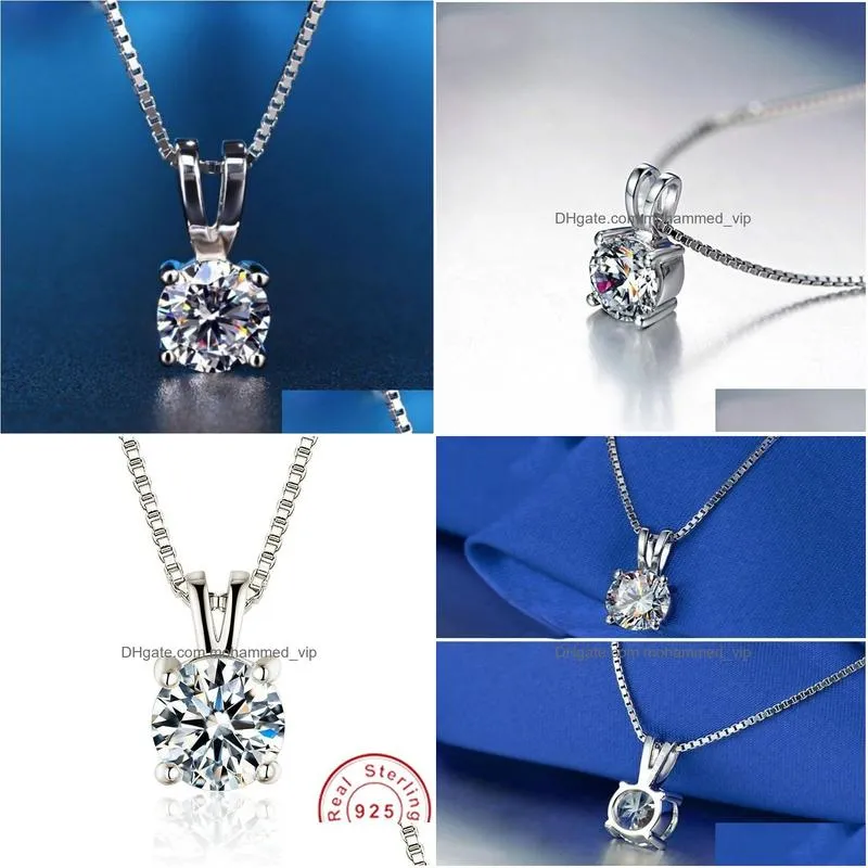 handmade 2ct lab diamond pendant real 925 sterling silver party wedding pendants choker chain necklace for women fine jewelry