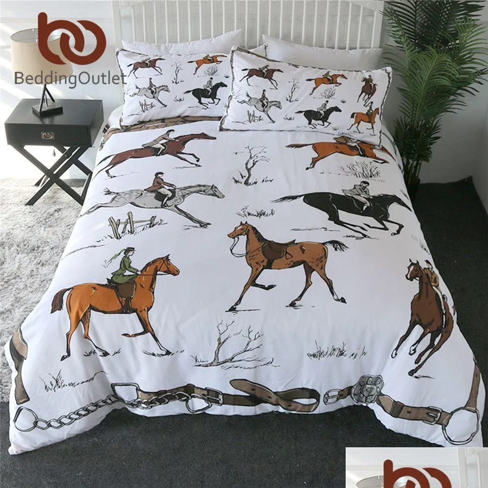 Bedding Sets Beddingoutlet Animals Duvet Er Set King Equestrian Bedspread England Tradition Horse Riding Bedding Sports Bed Clothes 20 Dh8Of