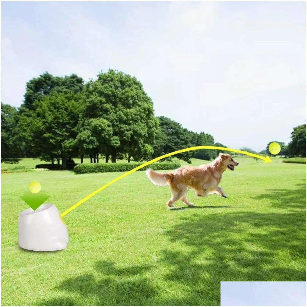 Dog Toys & Chews Afp Interactive Matic Dog Ball Launcher Tennis Throwing Hine Training Toy Pitching 3 Balls Included 210312 Drop Deliv Dhqh6