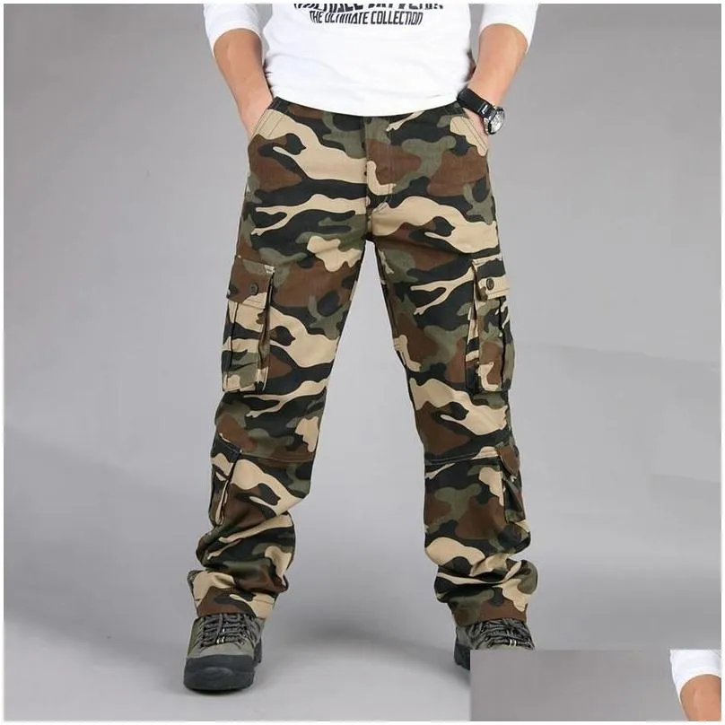 Men`S Pants Camouflage Cargo Pants 8Xl Joggers Militar Men Trousers Hip Hop Army Camo Spodnie Meskie Man Cotton Drop Delivery Apparel Dhooq