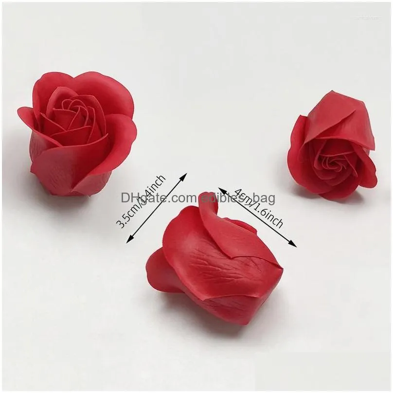 decorative flowers 81pcsdiy rose 3.5cm soap flower heads 3 layers immortal eternal gift box handmade wedding bouquet valentines day