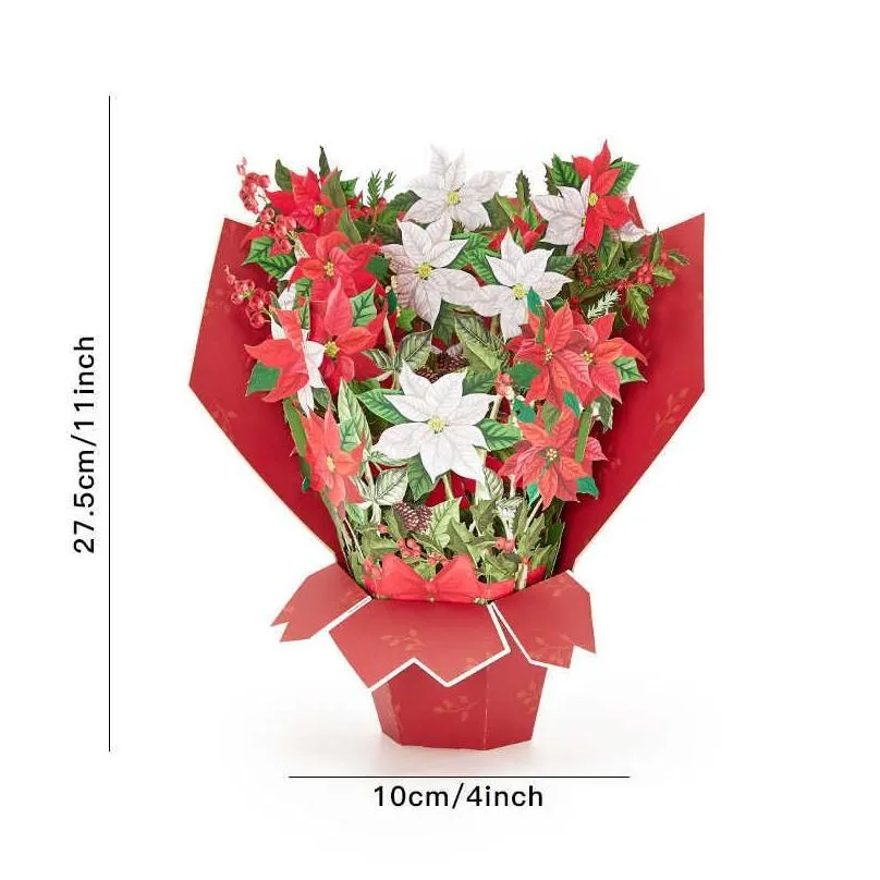 Gift Cards 3D  Up Flower Greeting Wedding Card Mothers Day Easter Postcards Poinsettia Life Sized Bouquet Drop Delivery Dhlgd