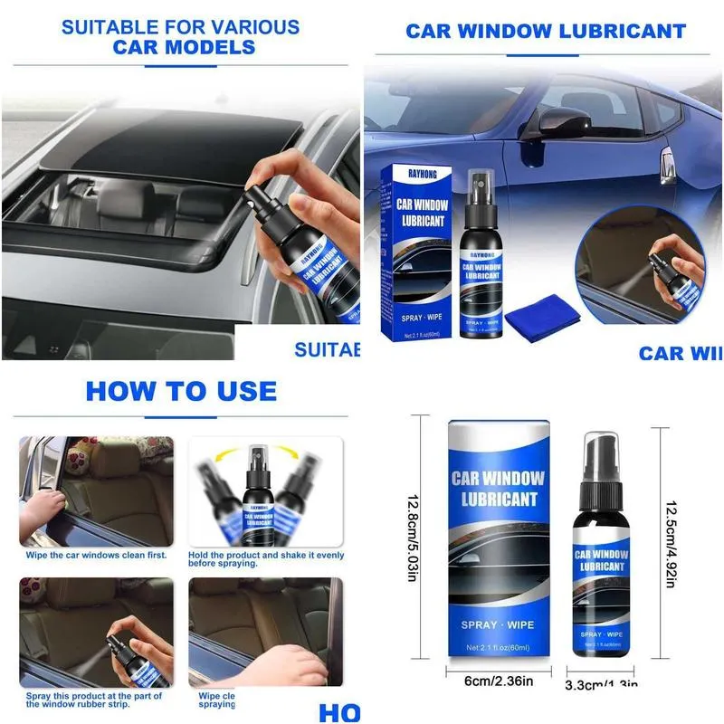 Other Interior Accessories New Car Lubricant Window Door Rubber Strip Softening Spray Anti-Rust Eliminates Noise Maintenance Agent 60M Dh2Gs