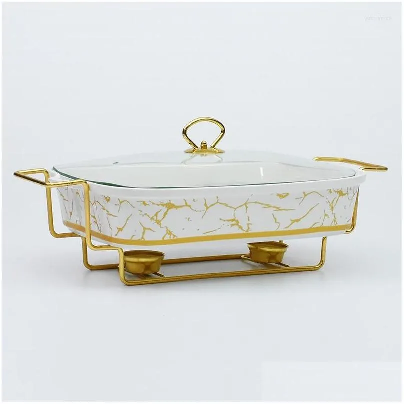 Dinnerware Sets Ceramic Wedding Equiment Commercial El Restaurant Square Buffet Warmer Serving Chafing Dishes Drop Delivery Dhayq