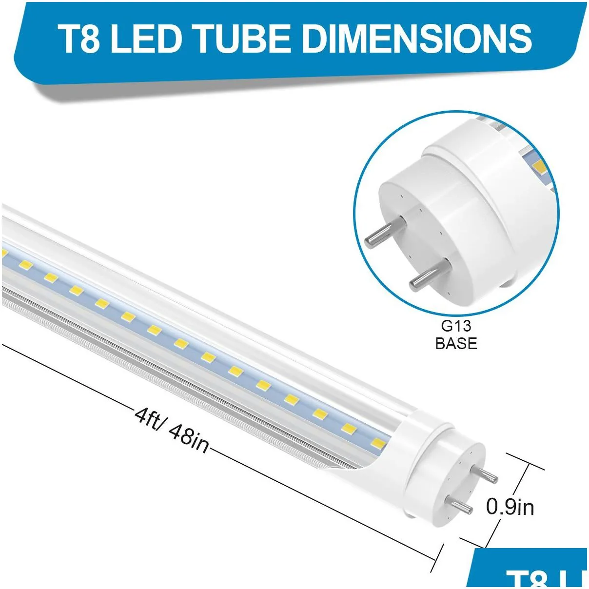 Led Tubes Us Stock 4Ft 1.2M T8 Led Tube Lights High Super Bright 22W Warm / Cool White Fluorescent Bbs G13 Bi-Pin Ac 85-265V Replaceme Dhniu