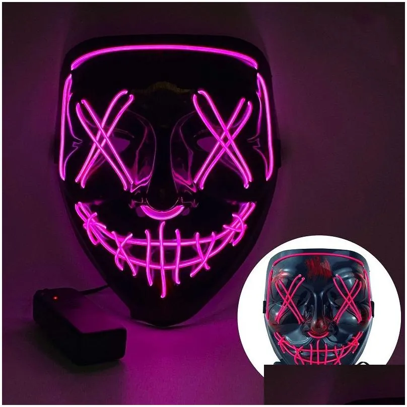 Led Rave Toy High Quality Rave Light Toys Wholesale Price Luminous Glow Scary Masquerade Cosplay Mask Led Up Horror Halloween Drop Del Dhovu