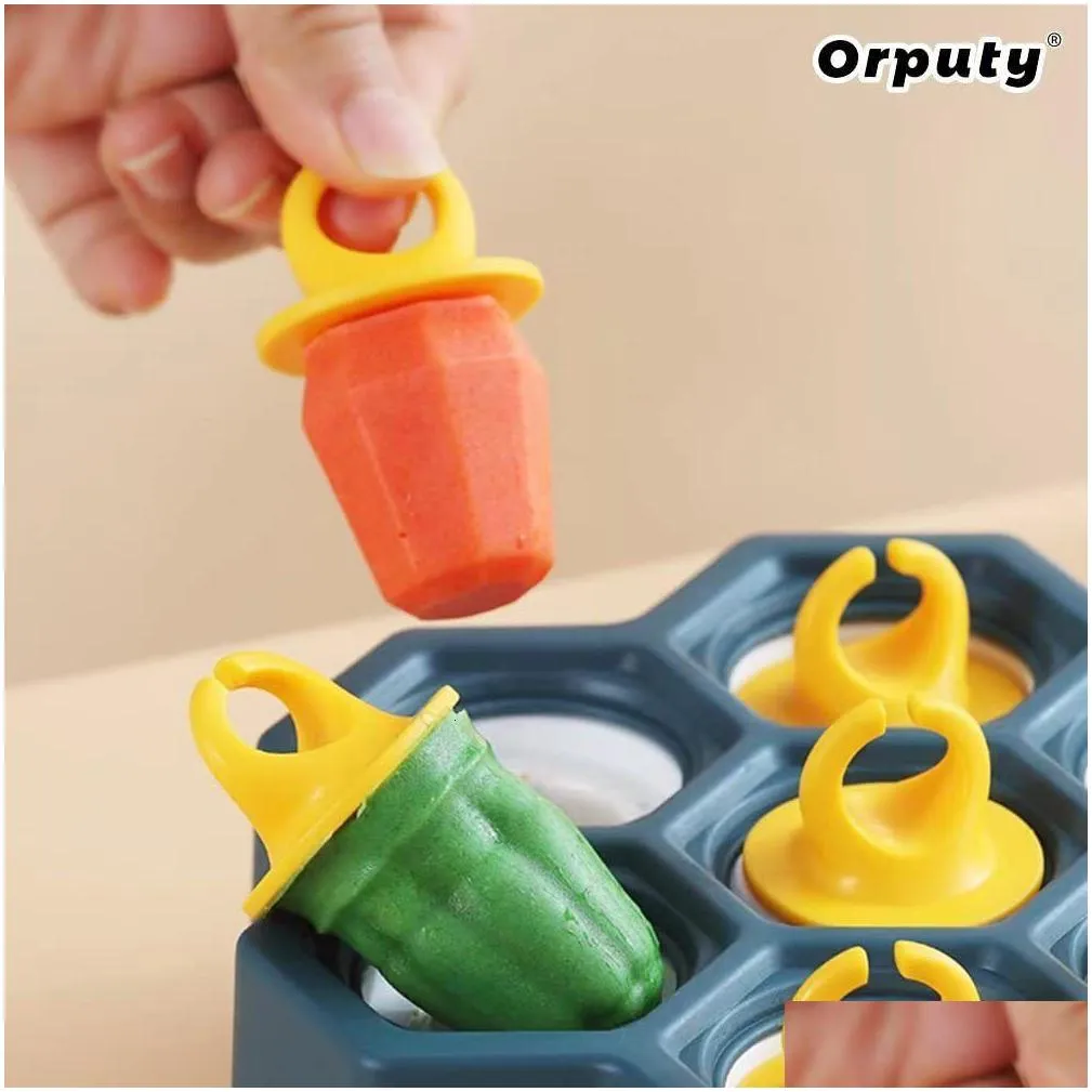 Ice Cream Tools Mini Popsicle Molds 7 Cavity Sile  Mold With Sticks And Drip Guards Easy-Release Bpa- Ring Mod Drop Delivery Dhiwz