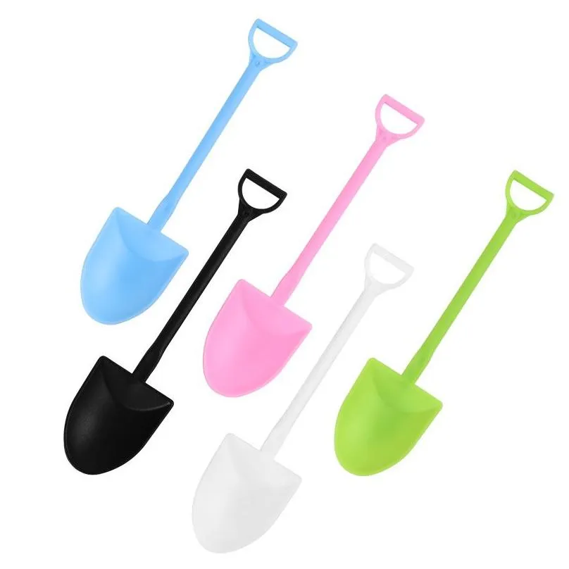 Spoons 100Pcs/Pack Plastic Disposable Mini Shovel Spoon Ice Cream Cake Scoop Dessert Yogurt Sundae Cheese Spoons Pudding Shovels Jy058 Dhe8B