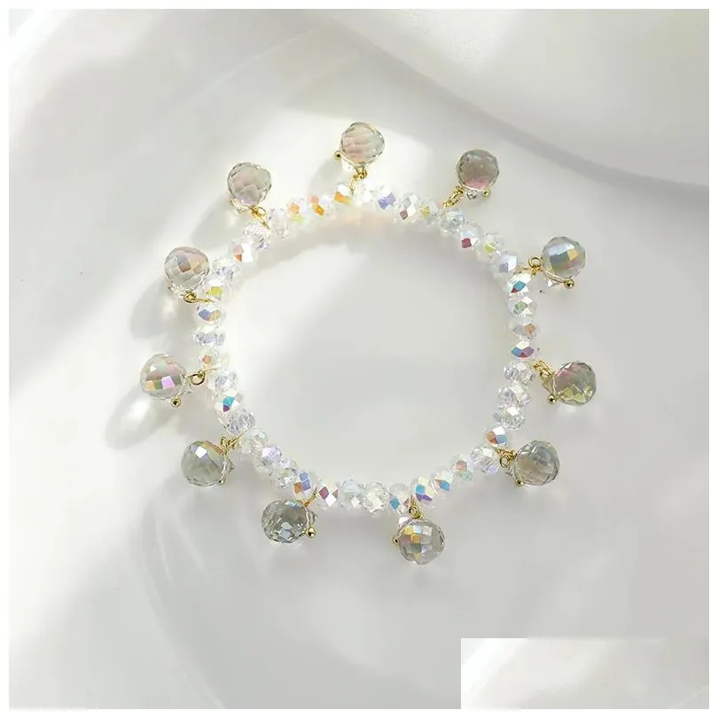 Chain Link Bracelets Shimmering - Sparkling Fringed Crystal Bracelet With Mti-Color Optional Live Stream Boudoir Sen String Drop Deli Dhgjl