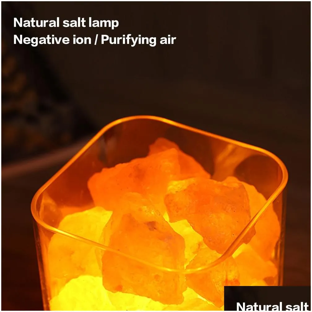 Night Lights Brelong Himalayan Natural Anion Crystal Salt Lamp Colorf Usb Night Light 1 Pcs Drop Delivery Lights Lighting Indoor Light Dhc7B