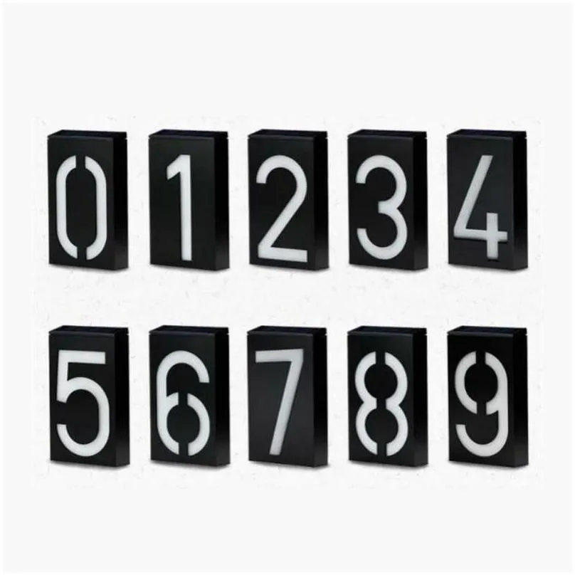Outdoor Wall Lamps Solar Personalized House Number Light Ip65 Outdoor Wall Lamp Street Address Sign Lights Led Gate Drop Delivery Ligh Dhcba