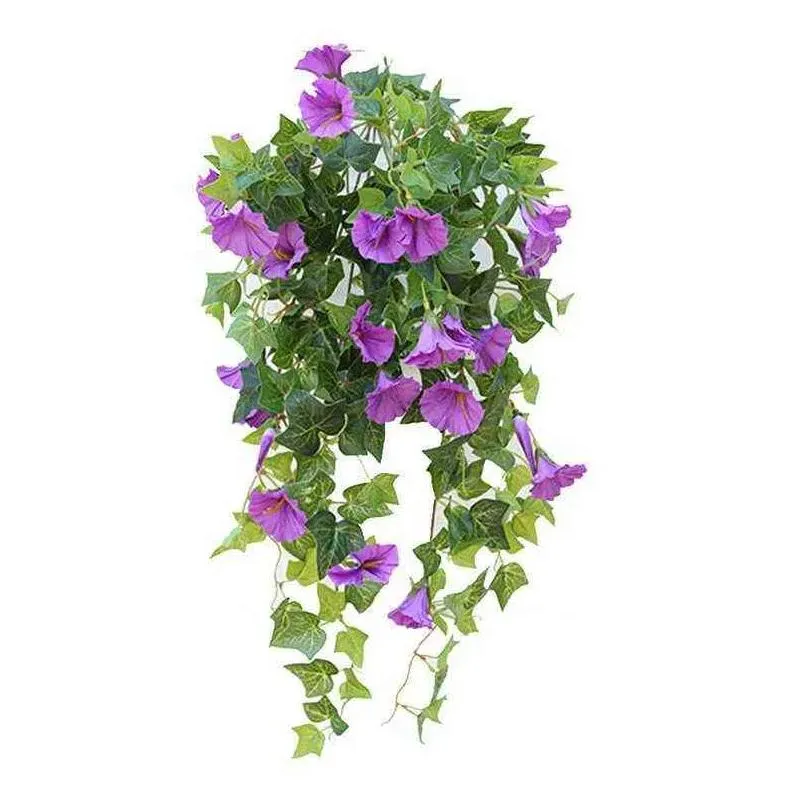 Decorative Flowers & Wreaths 65Cm Hanging Basket Artificial Morning Glory Flower Pots Decorative Manma Petunia Orc Flowers Home Decor Dh5Ue