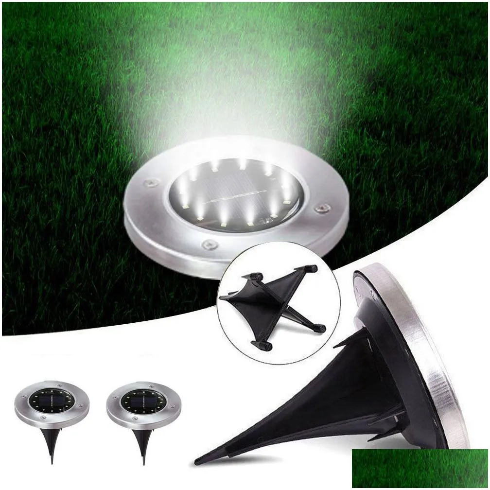Underground Lamps Brelong 4/8/10/12/16Led Solar Waterproof Lawn Light Warm White/White For Garden Street Pas Outdoor Decoration Drop D Dhsc4