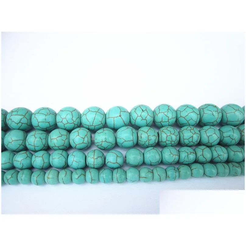 Stone 4Mm 6Mm 8Mm 10Mm 16Mm 18Mm Blue Turquoise Round Stone Beads For Bracelet Necklace Diy Jewelry Making Drop Delivery Jewelry Loos Dhxzk