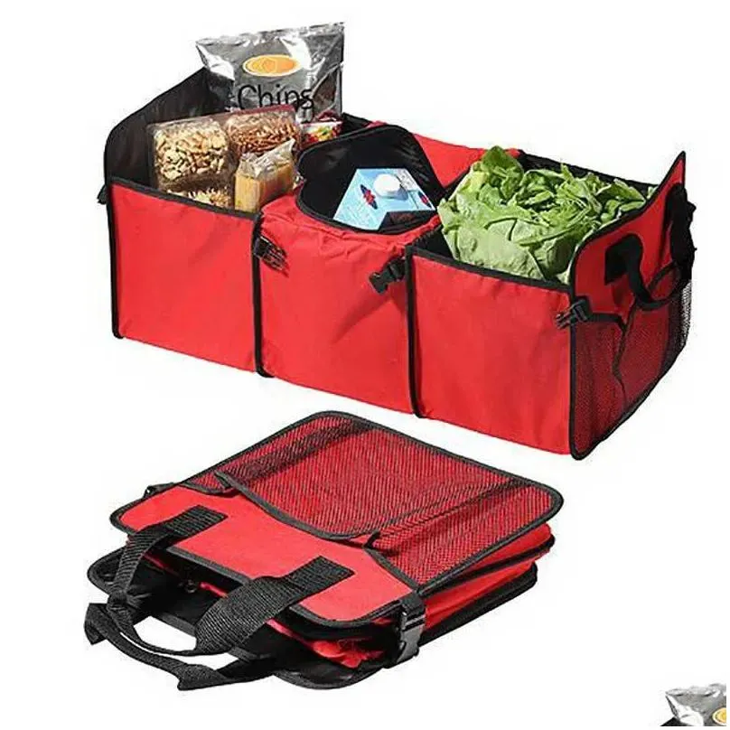 Other Interior Accessories New Foldable Car Trunk Organizer Food Beverage Storage Bag Stowing Tidying Mti-Function Suv Container Keep Dhkwa