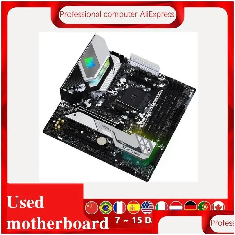 Motherboards For Asrock B550M Steel Legend Used Motherboard Socket Am4 B550 Original Desktop Pci-E 4.0 M.2 Nvme Mainboardmotherboards Dhm9G