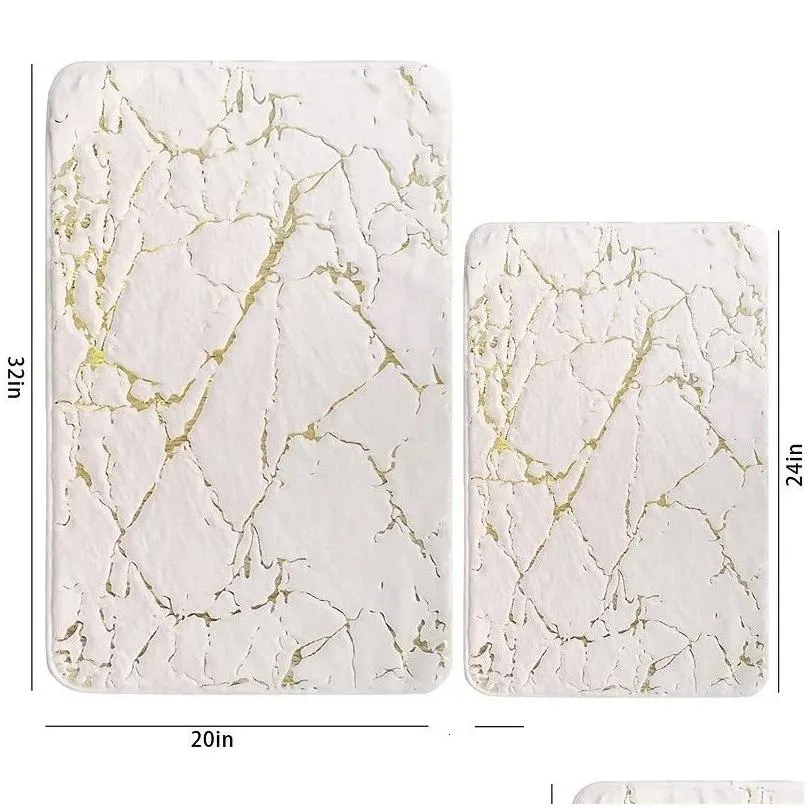 Bath Mats Inyahome For Room Luxury White And Gold Non Slip Soft Rug Absorbent Decor Kitchen Indoor 221123 Drop Delivery Dh3Kb