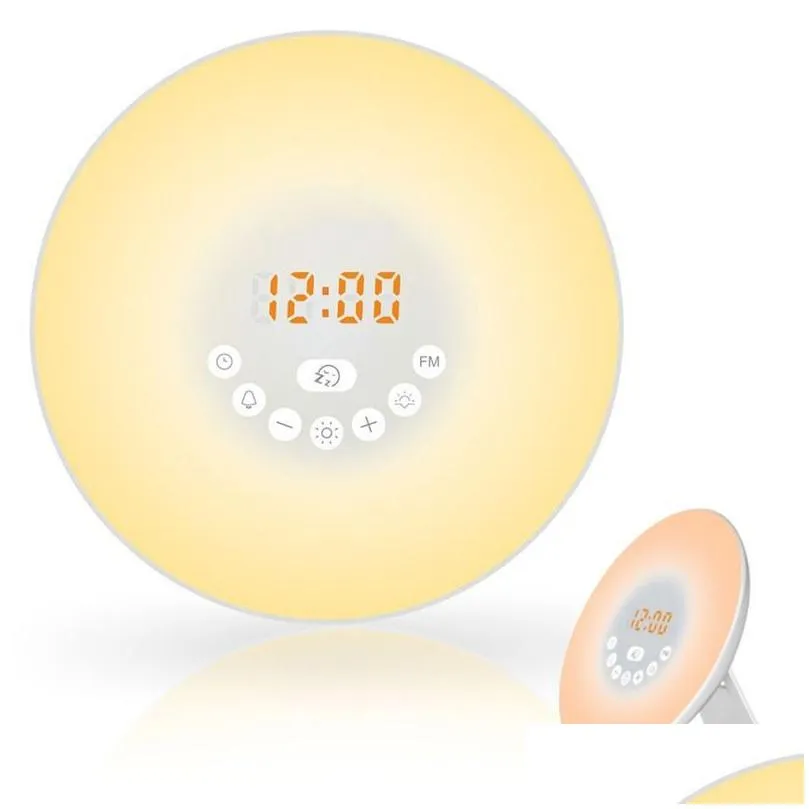 Night Lights Brelong Wake-Up Light Smart Led Night Alarm Clock Colorf Luminous Atmosphere Lights 1 Pcs Drop Delivery Lights Lighting I Dh1X6