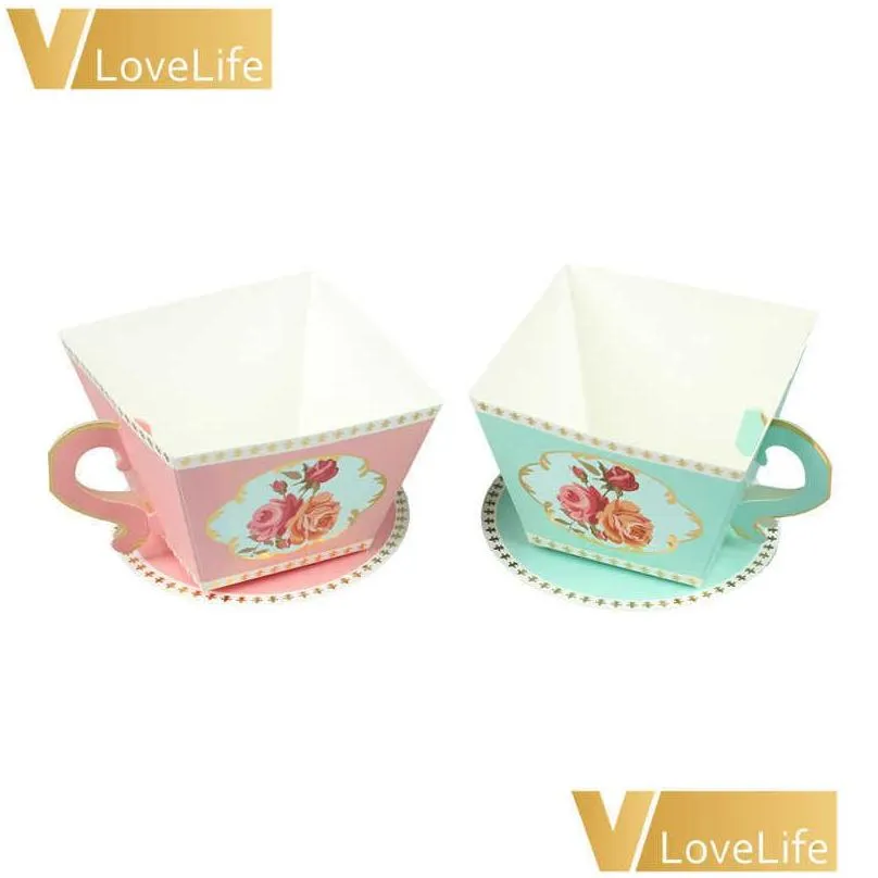Gift Wrap 50Pcs Gift Wrap Tea Party Decorations Cup Teapot Wedding Favor Candy Box Baby Shower Decoration Birthday Supplies 211014 Dro Dhjwf