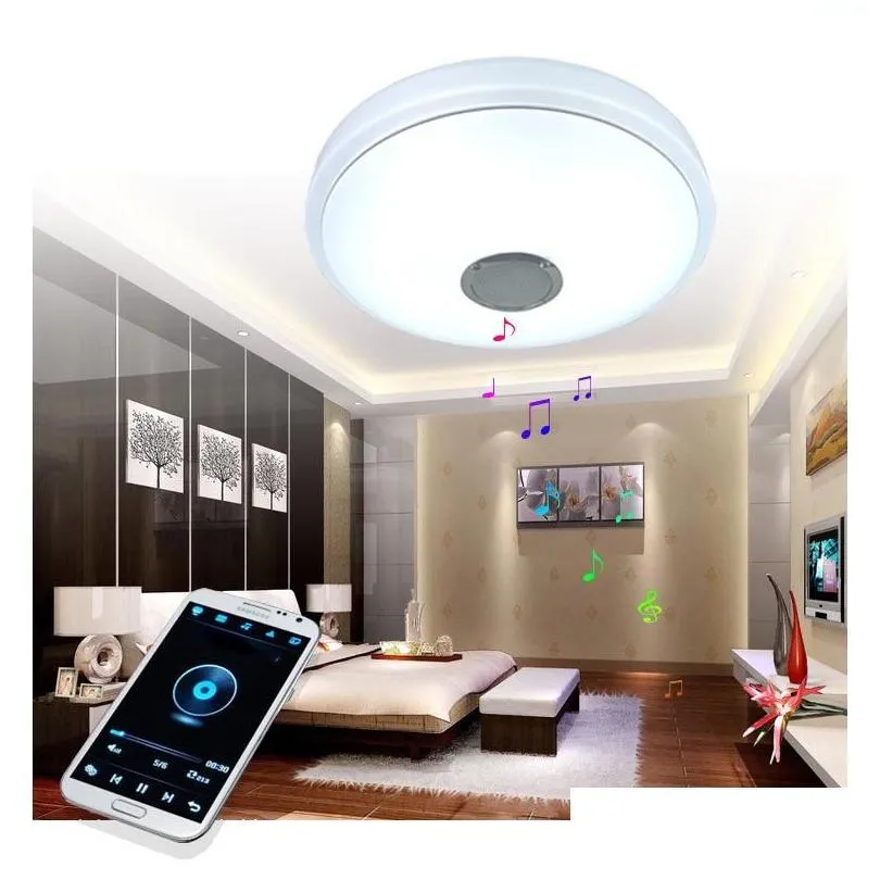 Ceiling Lights Bluetooth Ceiling Light Led Music Lamp Rgb Colorf High Edge White O Lighting 1 Pc Drop Delivery Lights Lighting Indoor Dhrgy