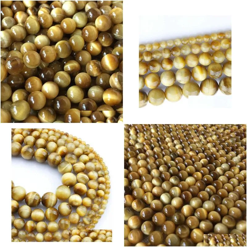 Stone Selling Natural Yellow Tiger Eye Stone Loose Beads Red Golden Semi-Finished Products Diy Jewelry Making Drop Delivery Jewelry L Dhaz9