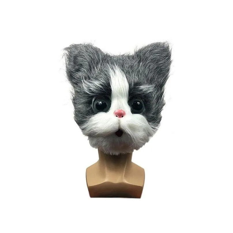 Party Masks Cute Cat Mask Halloween Novelty Costume Fl Head 3D Realistic Animal Cosplay Props 220826 Drop Delivery Dh2Xm