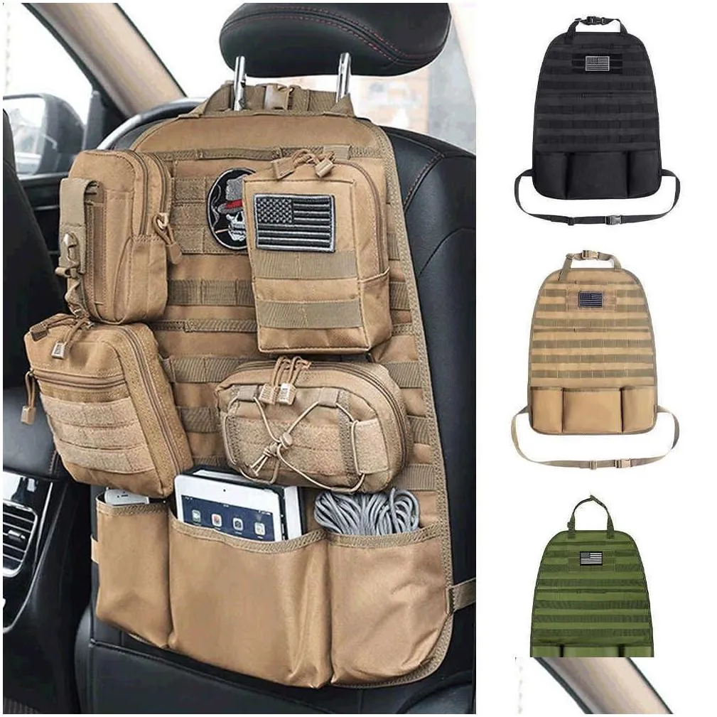 Other Interior Accessories New Car Back Seat Organizer Tactical Accessories Army Molle Pouch Storage Bag Military Outdoor Self-Driving Dhit4