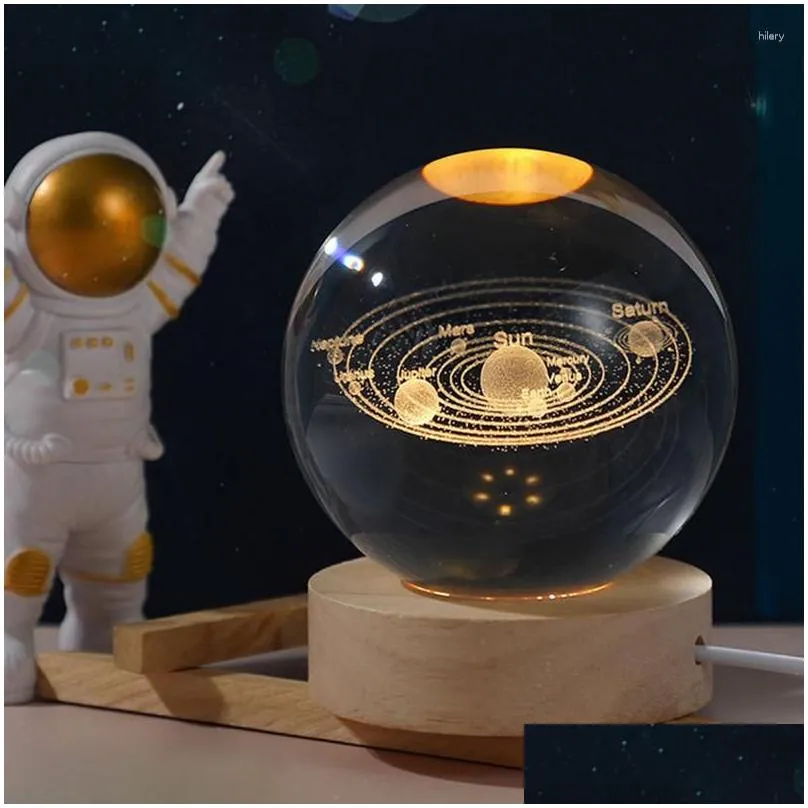 Decorative Objects & Figurines Decorative Figurines 3D Crystal Ball Planet Laser Engraved Solar System Globe Astronomy Gift Birthday G Dhiux