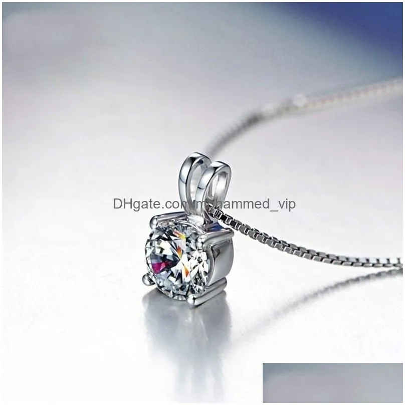 handmade 2ct lab diamond pendant real 925 sterling silver party wedding pendants choker chain necklace for women fine jewelry