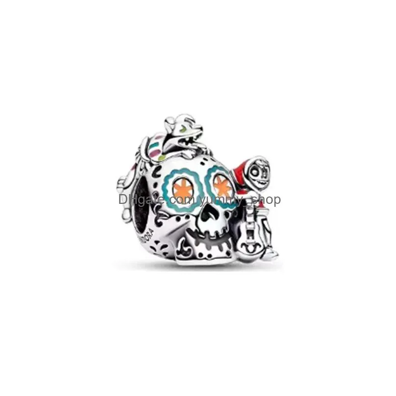 925 sterling silver games halloween pumpkin skeleton night light bead charm pendant accessories suitable for womens jewelry fashion