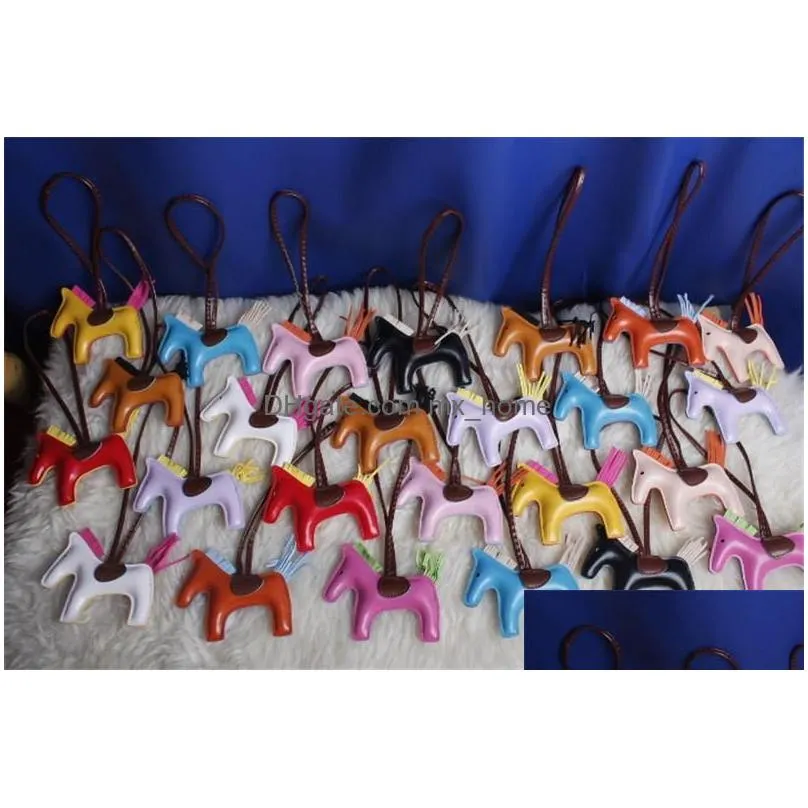17 colors fashion cute womens bag pendant high-end handmade pu handbag key chains tassel rodeo horse bag charm bag accessories dhs
