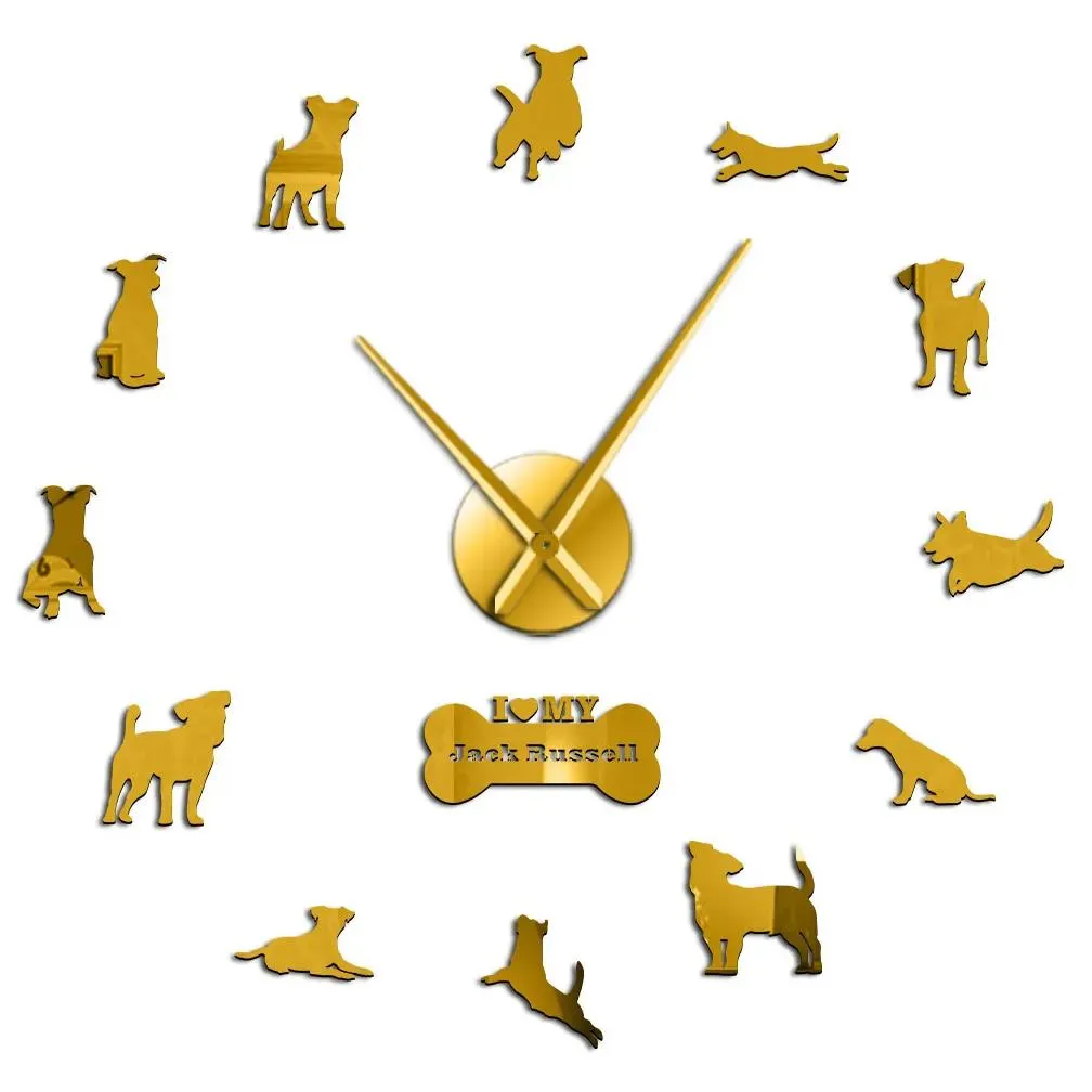 Wall Clocks Jack Russell Terrier Dog Breed 3D Acrylic Simple Diy Wall Clocks Animals Pet Store Art Decor Quiet Sweep Unique Drop Deliv Dh9B7