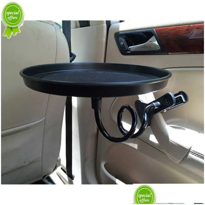 Other Interior Accessories New Car Food Tray With Clamp Bracket Folding Dining Table Drink Holder Pallet Back Seat Water Cup Swivel Dr Dh9Ik