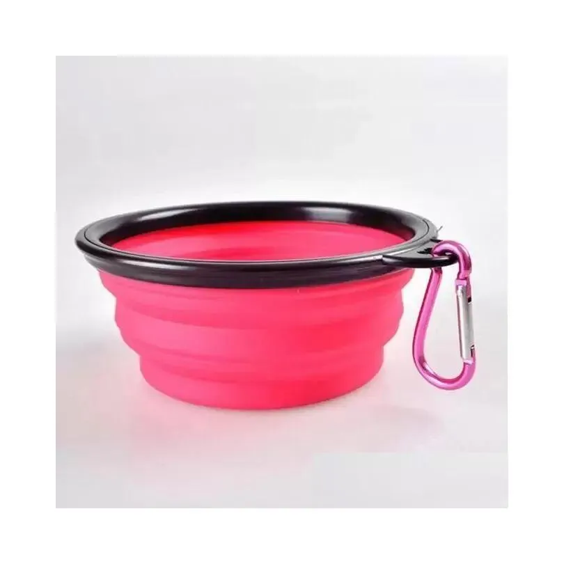 Dog Bowls & Feeders Pet Dog Bowls Folding Portable Food Container Sile Bowl Puppy Collapsible Feeding With Climbing Buckle Drop Delive Dhpld