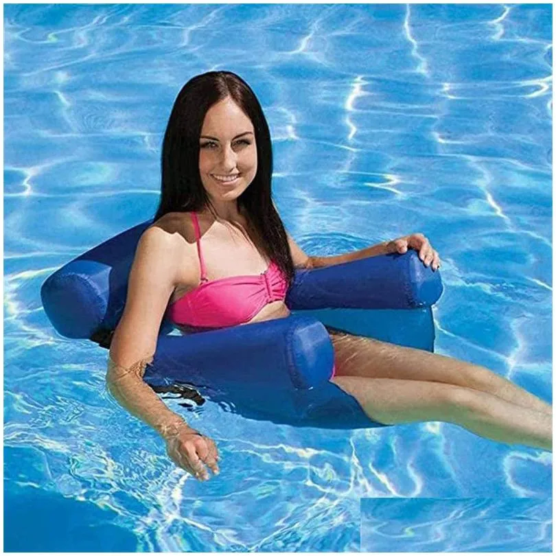 Sand Play & Water Fun Swimming Inflatable Bed Foldable Floating Row Chair Beach Swim Pool Water Hammock Air Mattress Inflatables Loung Dh4Ld