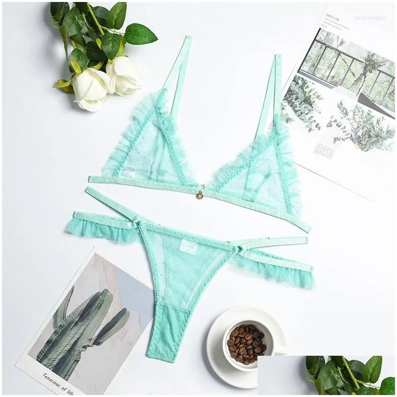 Bras Sets Transparent Eroctic Women Bra And Panty Set Lingerie Two Piece Est Pitted Underwear Drop Delivery Dhuid