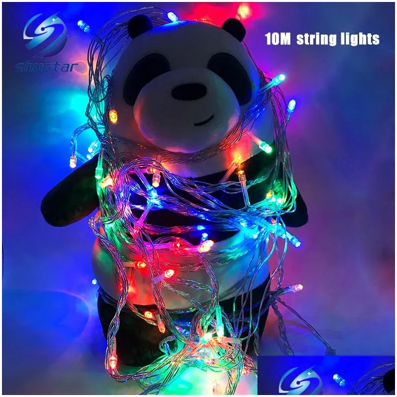 Led Strings Christmas Light Holiday Sale Outdoor 10M 100 Led String 8 Colors Choice Red/Green/Rgb Fairy Lights Waterproof Party Garden Dhjsx