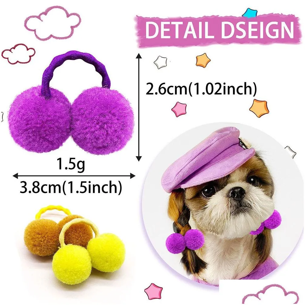 Cat Costumes 10Pcs Dog Solid Double P Hair Ball Elastic Bands For Small Dogs Girls Bows Pets Grooming Accessories 230825 Drop Deliver Dhd54